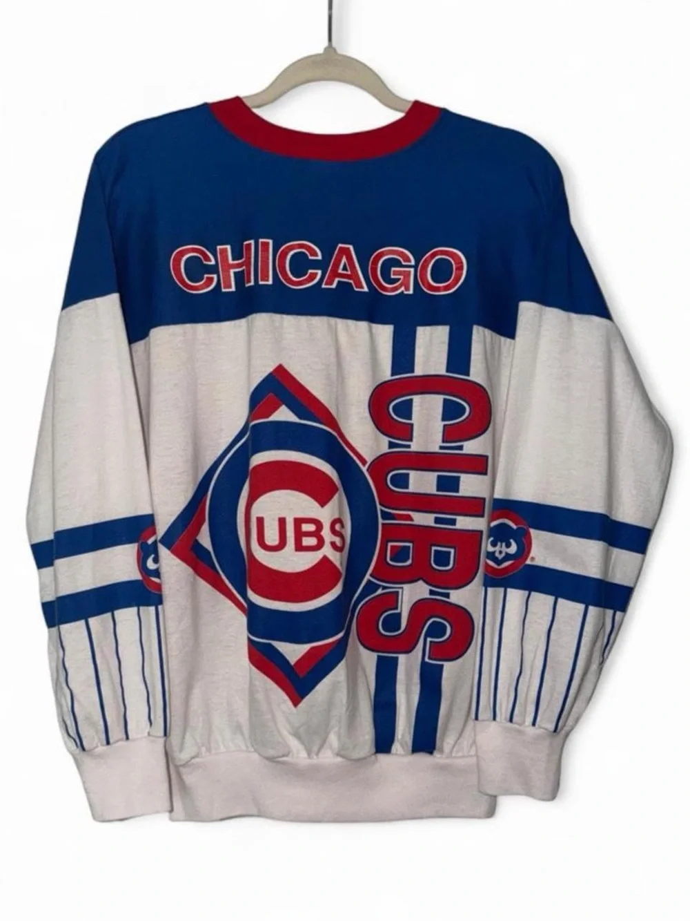 Vintage 80s 90s Chicago Cubs baseball AOP sweatshirt size medium